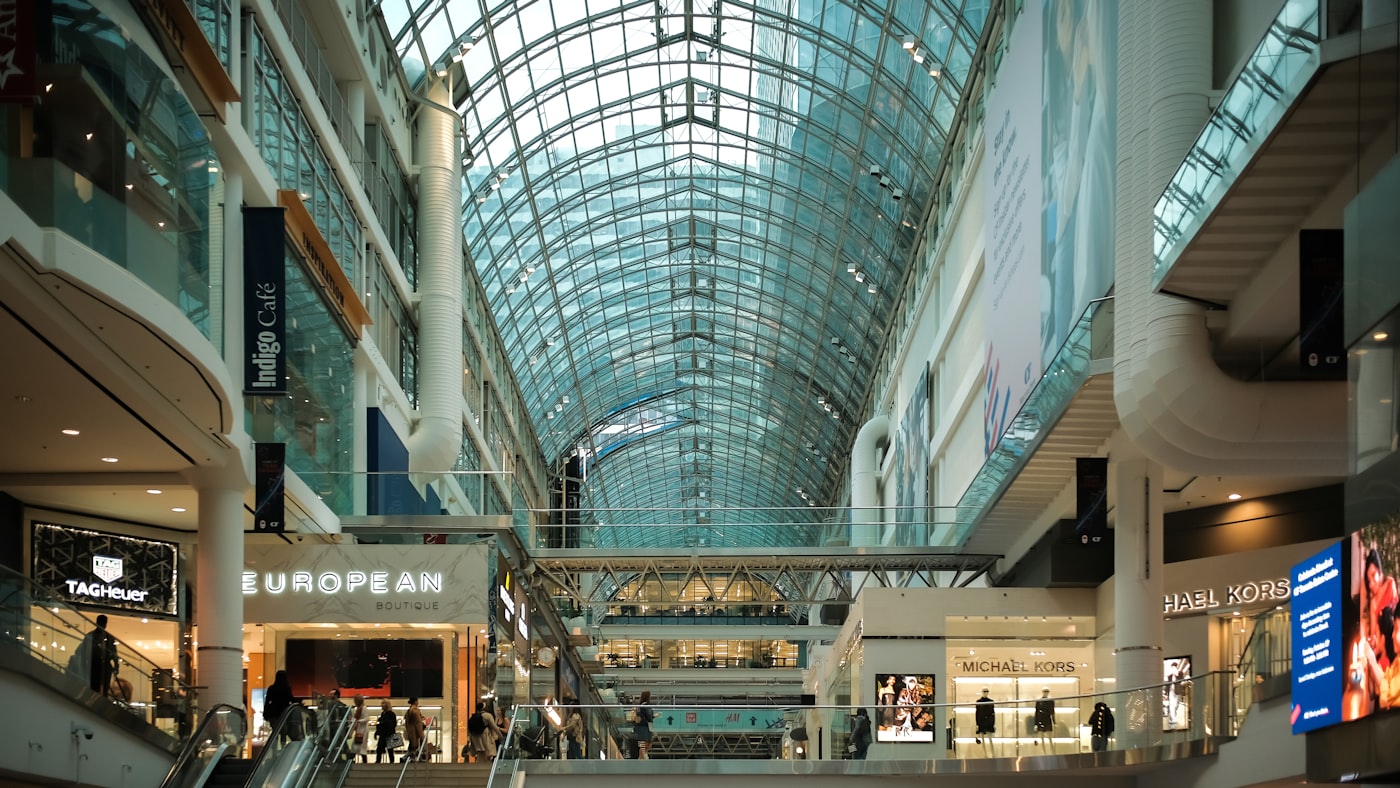 Upscale retail shopping centre interior